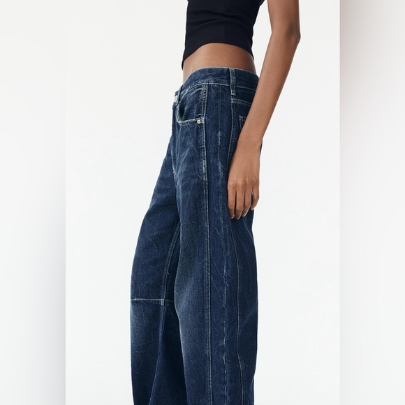 NWT Zara Relaxed Mid-Rise Balloon TRF Jeans 27 US 4 - Picture 7 of 16